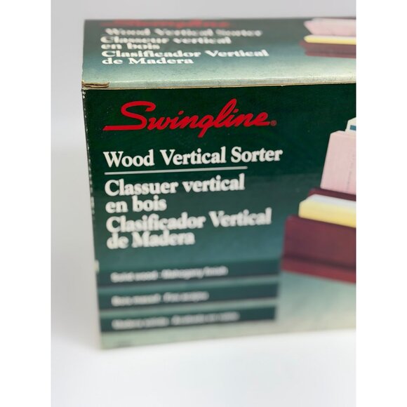 VTG Swingline Wood Vertical Sorter Organizer Mahogany Desk Letter Mail File New - Picture 3 of 6